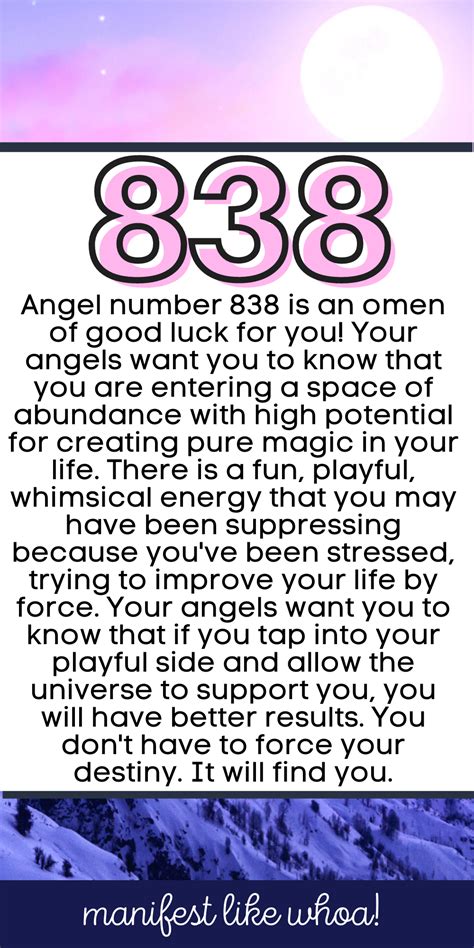 what does angel number 838 mean|Angel number 838: Meaning, Influence on Love,。